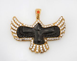 Chinese Jeweled Hardstone Pendant