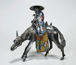 Chinese Bronze Sculpture of a Figure on a Horse