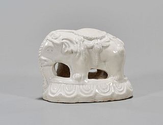 Chinese White Glazed Porcelain Elephant