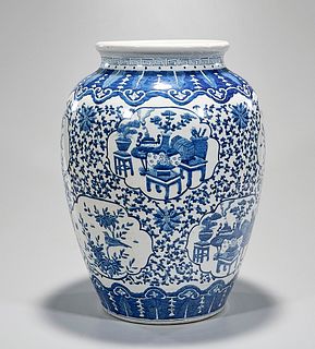 Large Chinese Blue and White Porcelain Jar