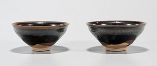 Two Chinese Black Glazed Ceramic Bowls