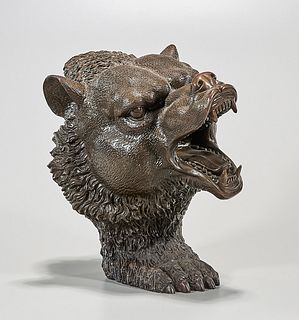 Chinese Metal Sculpture of a Bear Head