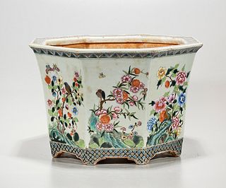 Chinese Enameled Porcelain Octagonal Planter