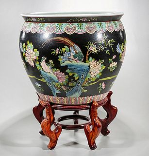 Chinese Black Ground Porcelain Fish Bowl