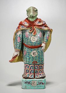 Chinese Enameled Porcelain Zodiac Figure