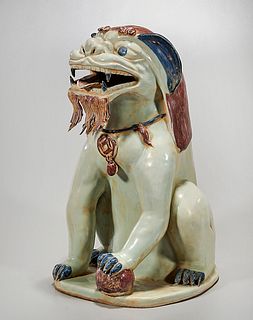 Chinese Painted Kangxi-Style Porcelain Lion