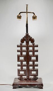 Chinese Double Happiness Wood Lamp