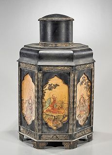 Chinese Covered Hexagonal Metal Container