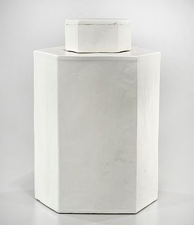 Chinese White Glazed Hexagonal Covered Vessel