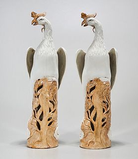 Two Chinese Glazed Porcelain Phoenix