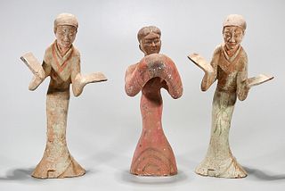 Group of Three Chinese Han-Style Pottery Attendants