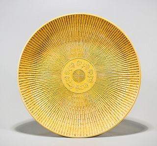 Chinese Bamboo-Form Glazed Porcelain Charger