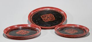 Group of Three Chinese Lacquered Trays