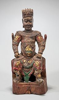 Chinese Polychrome Carved Wood Sculpture