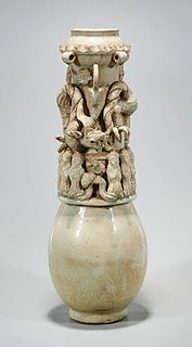 Chinese Glazed and Molded Ceramic Vase