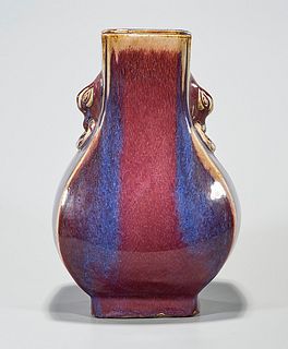 Chinese Splash Glazed Porcelain Four-Faceted Vase