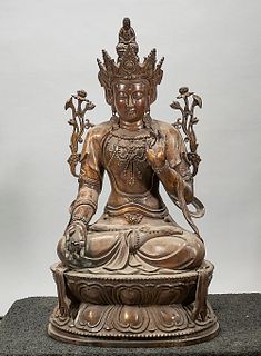 Chinese Bronze Seated Guanyin