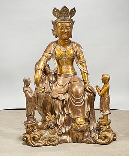Chinese Metal Sculpture of a Seated Guanyin