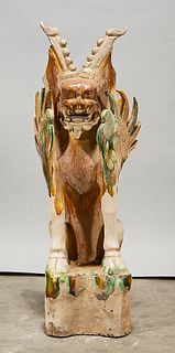 Chinese Sancai-Style Glazed Pottery Tomb Guardian