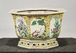 Chinese Enameled Porcelain Octagonal Jardiniere