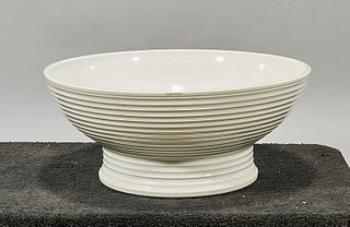 Large Chinese White Glazed Porcelain Footed Bowl