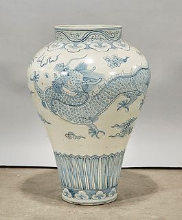 Tall Chinese Blue and White Porcelain Vase