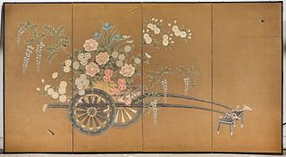 Chinese Four-Panel Painted Screen