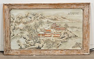 Large Chinese Enameled and Painted Porcelain Plaque