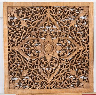 Chinese Carved Wood Panel