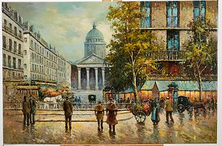 Oil on Canvas Painting of a Paris Street Scene