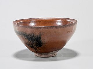 Chinese "Hare's Fur" Brown Glazed Ceramic Tea Bowl