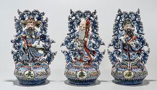 Group of Three Chinese Enameled Porcelain Figures