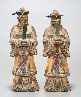 Two Chinese Polychrome Gilt Wood Figures