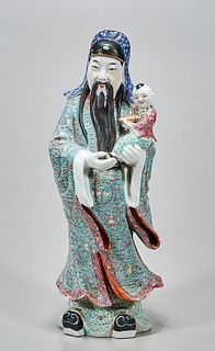Chinese Enameled Porcelain Star God 