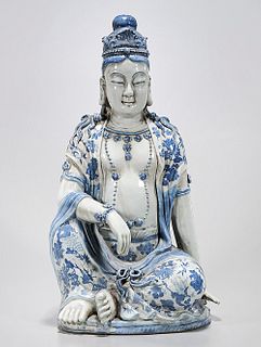 Chinese Blue and White Porcelain Seated Buddha