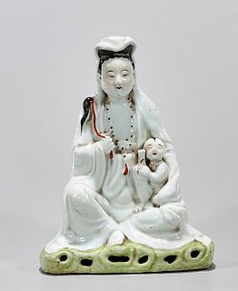 Chinese Glazed Porcelain Seated Guanyin