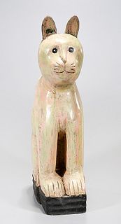 Chinese Carved Wood Sculpture of a Cat