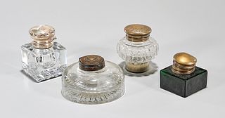 Group of Four Vintage Glass Inkwells
