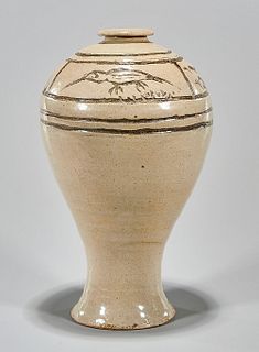 Korean Glazed and Incised Meiping Vase