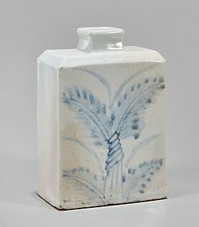 Korean Blue and White Porcelain Rectangular Form Wine Vessel