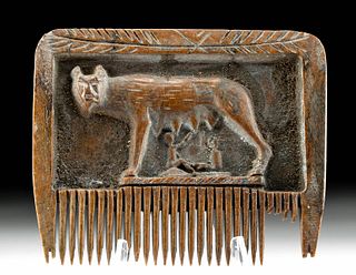 14th C. European Bone Comb - Capitoline Wolf