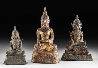 Three 18th to 19th C. Southeast Asian Gilded Buddhas