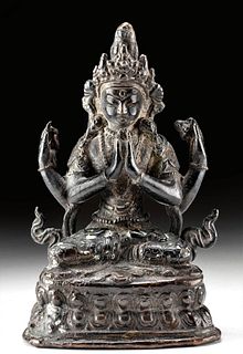 19th C. Sino Tibetan Brass Vishnu Statue