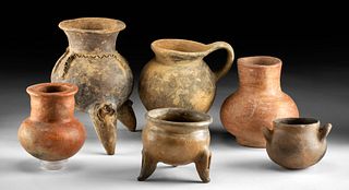 Lot of 6 Panamanian Chiriqui Pottery Vessels