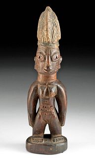 Early 20th C. African Yoruba Wooden Ibeji Female Figure