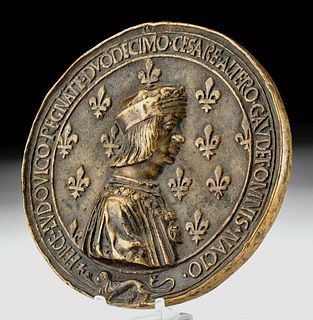 French Renaissance Bronze Medal - King Louis XII, 1499