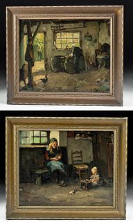 Framed Pair of 19th C. Dutch Genre Painting - Peters