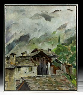 Framed William Draper Painting - Swiss Rooftops, 1963