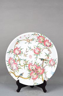 A Famille Rose Peach Porcelain Plate