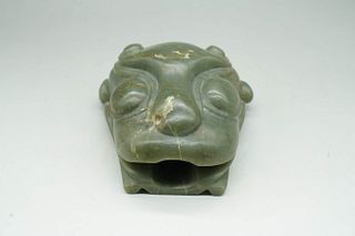 A Tiger Head-shaped Jade Zun